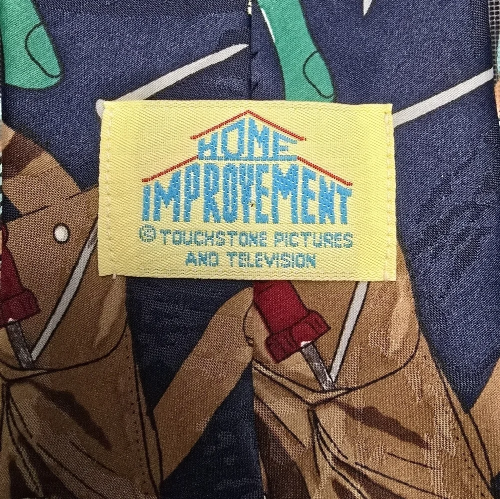 Vtg 90s Home Improvement Neck Tie Tool Time DIY Carpenter Handyman Hammer Nails